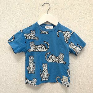Zara Blue White Tiger All Over Print SS Tee 2/3
